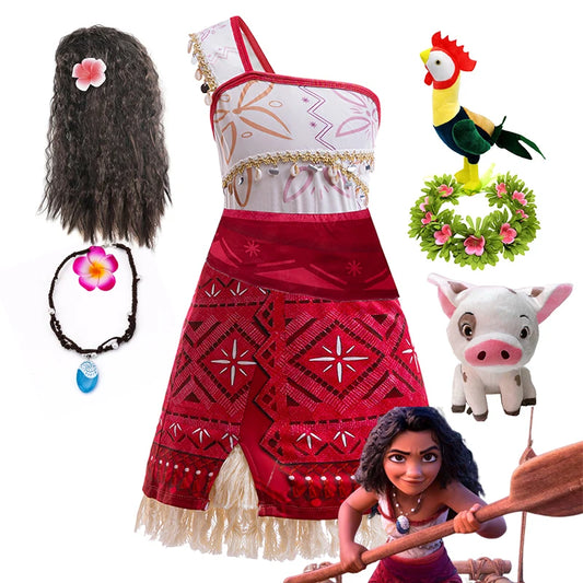 Girls New Movie Moana 2 Dress Halloween Party Adventure Costume Girl